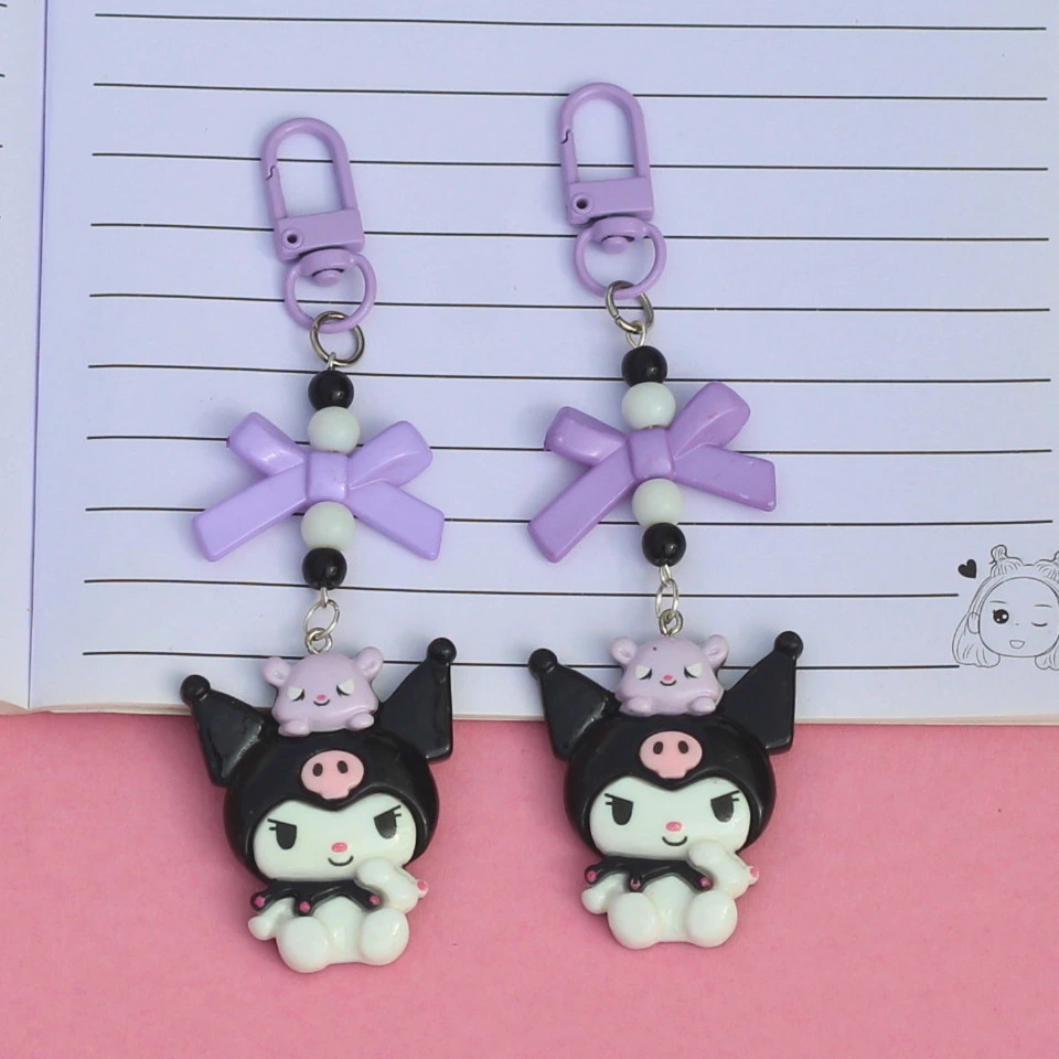Kuromi with Bow Charm Keychain -5